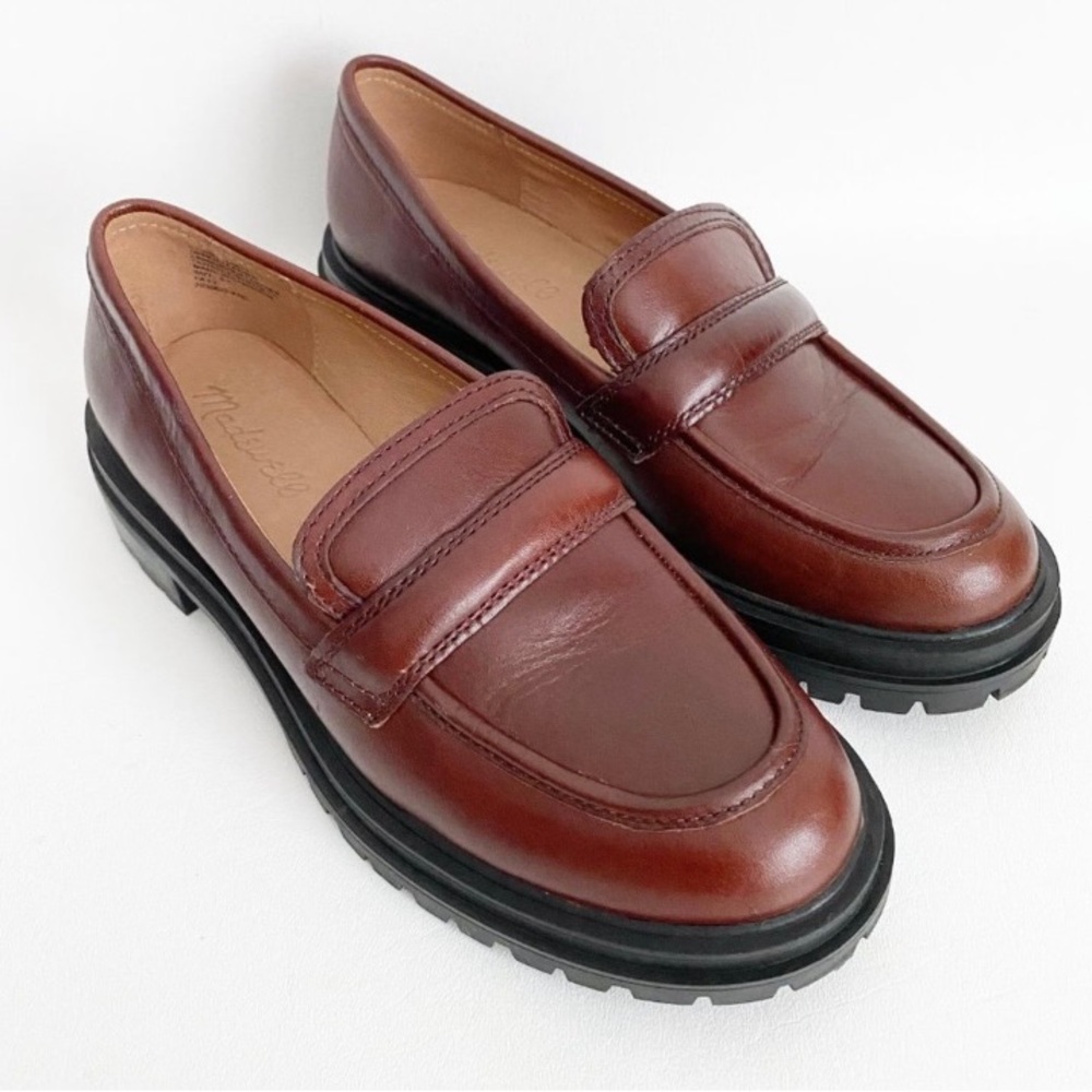 Madewell Brown Leather Bradley Lugsole Loafer Leather Platform Size 6.5